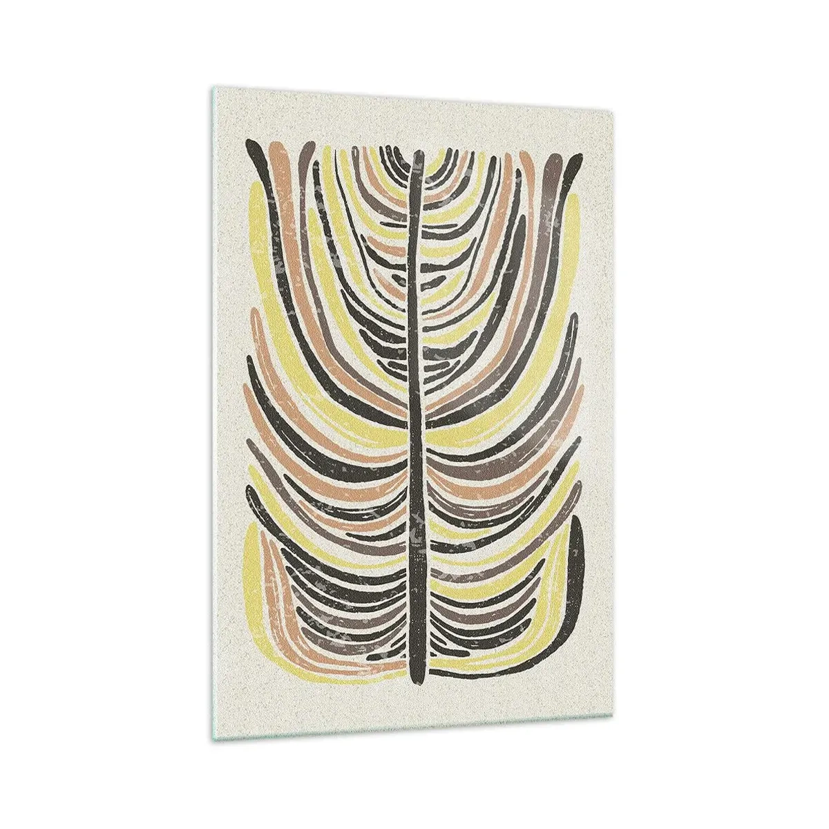 Impression sur verre - Image sur verre - Motif de feuille abstrait dans des tons terreux - 70x100cm - Abstraction pleine de vie - Décoration murale moderne pour le salon et la chambre ARTTOR