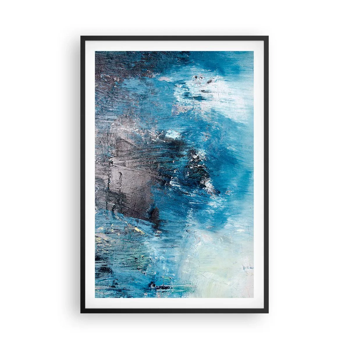 Affiche dans un cadre noir - Poster - Rhapsodie en bleu - 61x91 cm