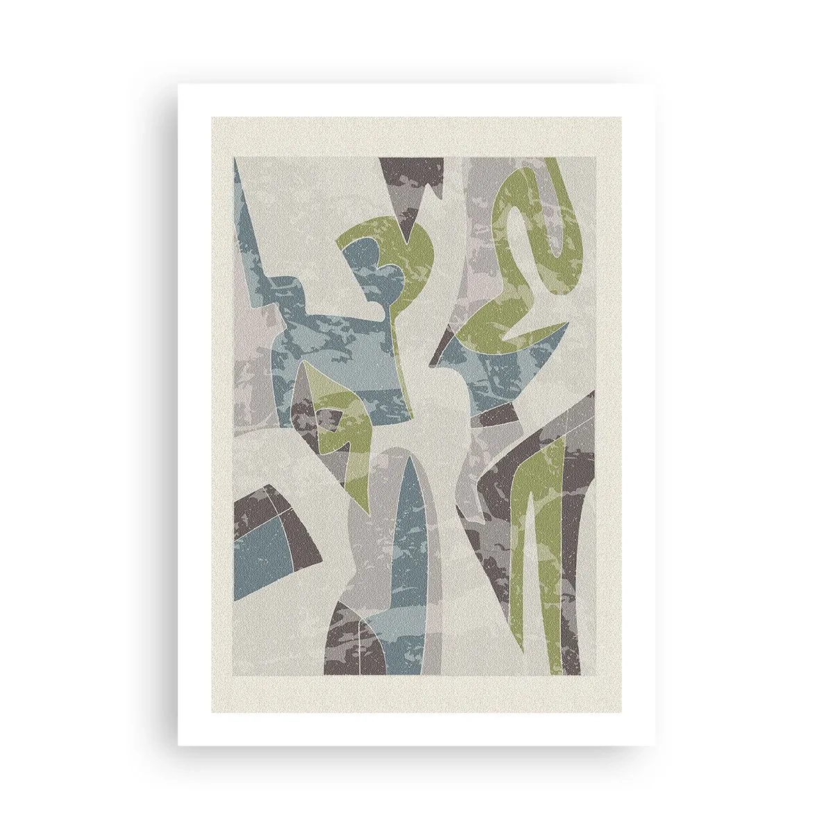 Affiche - Poster - Figures abstraites dans les tons de vert et de bleu - 50x70cm - Composition derrière la vitre - Décoration murale moderne pour le salon et la chambre ARTTOR