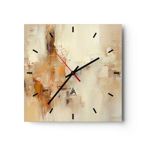 Horloge murale - Pendule murale - Une composition abstraite dans des tons chauds de jaune et de marron. - 30x30cm - Âme de l'ambre - Décoration murale moderne pour le salon et la chambre ARTTOR