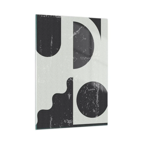 Impression sur verre - Image sur verre - Graphiques géométriques abstraits avec abrasions - 50x70cm - Composition dessus et dessous - Décoration murale moderne pour le salon et la chambre ARTTOR