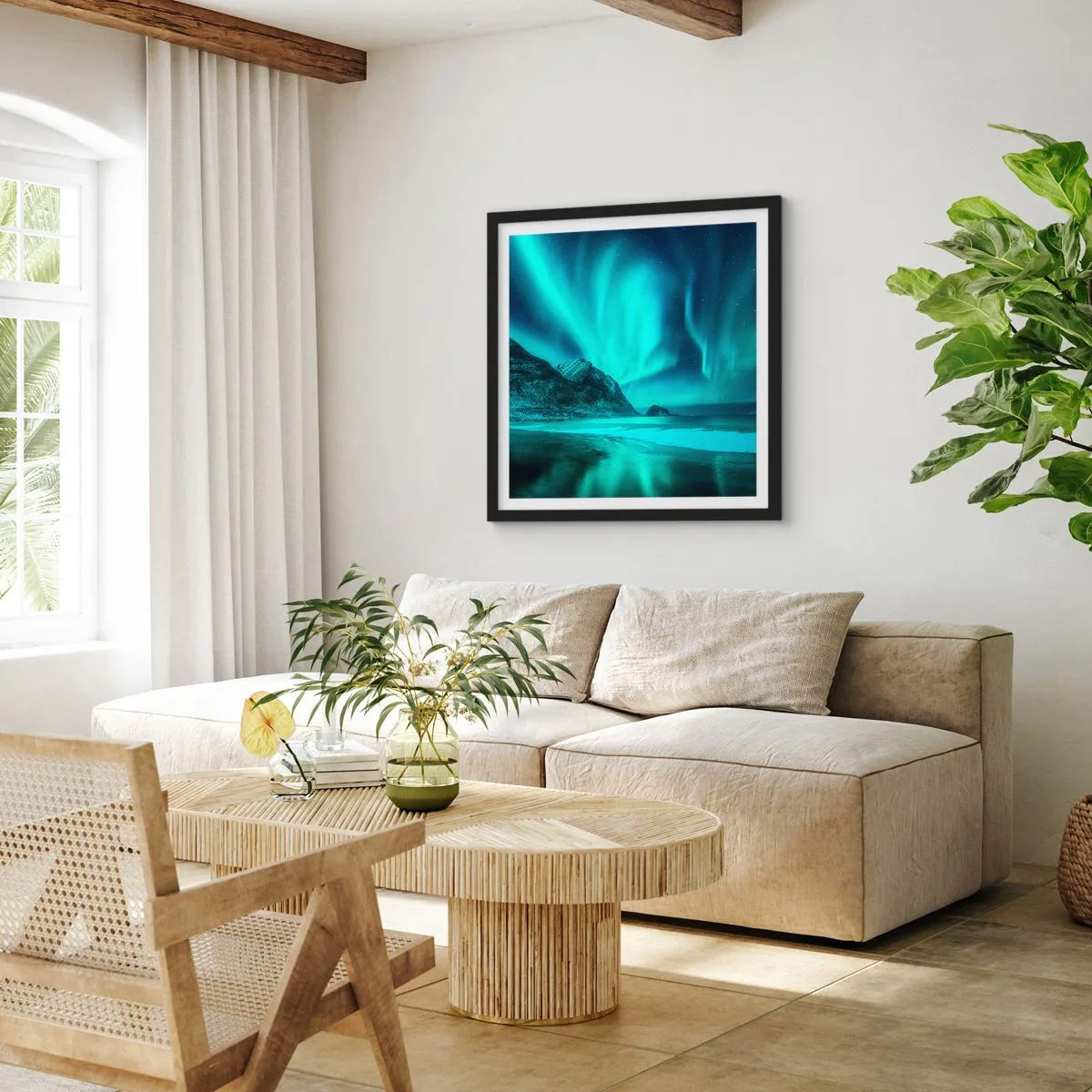 Affiche dans un cadre noir - Poster - Merveilles du Nord - 40x40 cm