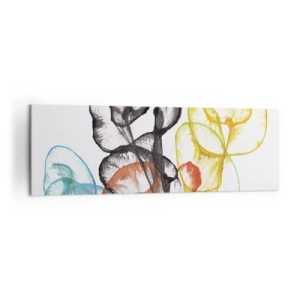 Impression sur toile - Image sur toile - Fleurs transparentes colorées sur fond blanc - 160x50cm - Fleurs avec une âme - Décoration murale moderne pour le salon et la chambre ARTTOR