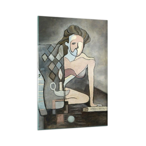 Impression sur verre - Image sur verre - Figures abstraites dans une composition symbolique avec une signification profonde - 70x100cm - Mosaïque d'esprit et de matière - Décoration murale moderne pour le salon et la chambre ARTTOR