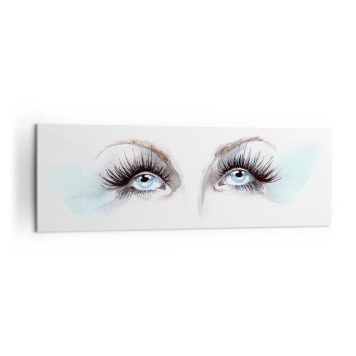 Impression sur toile - Image sur toile - Aquarelle aux yeux bleus et aux accents délicats - 160x50cm - Yeux d'ange? - Décoration murale moderne pour le salon et la chambre ARTTOR