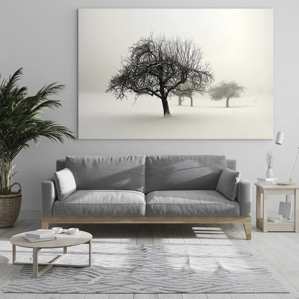 Impression sur verre - Image sur verre - Arbres dans un paysage hivernal recouvert de neige et de brouillard - 120x80cm - Un rêve hivernal - Décoration murale moderne pour le salon et la chambre ARTTOR