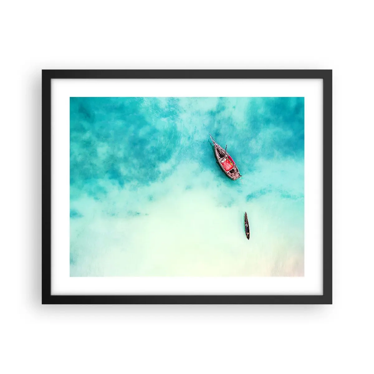 Affiche dans un cadre noir - Poster - Car sur les plages de Zanzibar, quand il y a un débordement d'eau... - 50x40 cm