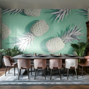 Papier Peint Photo Premium Sand - Ils se combinent très bien avec la menthe - Abstraction, Ananas, Morceau - 450x315 cm