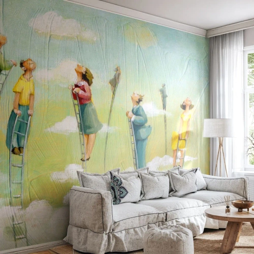 Papier Peint Photo Premium Canvas - Derrière ton rêve - Abstraction, Des nuages, Personnes - 350x256 cm