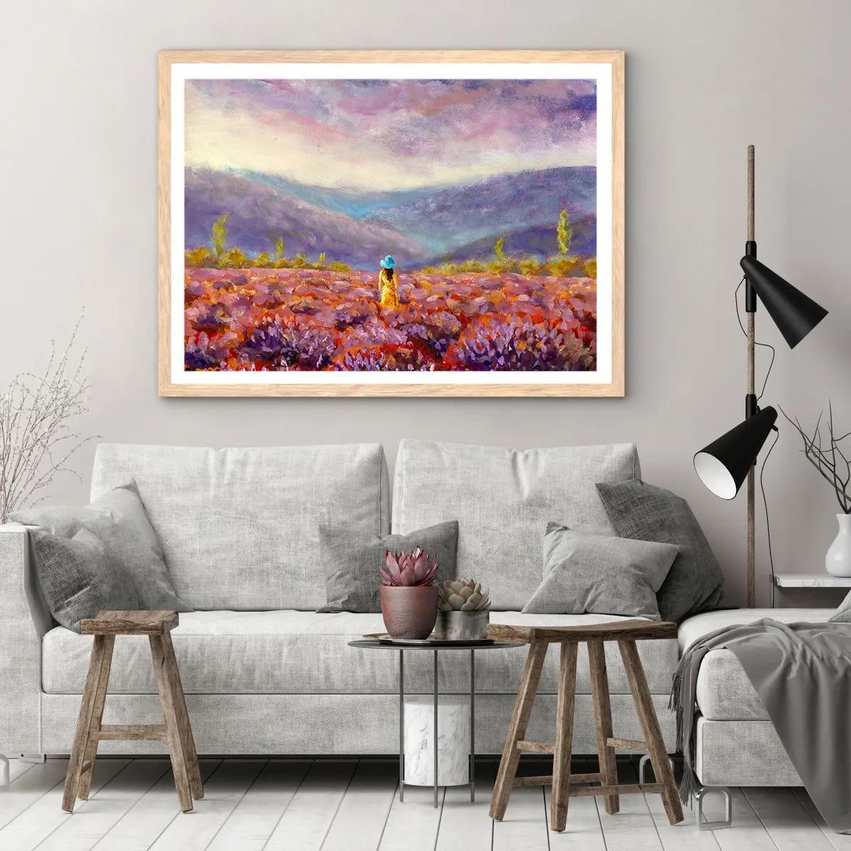 Affiche dans un chêne clair - Poster - Dans un monde lavande - 91x61 cm