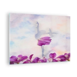 Impression sur verre - Image sur verre - Silhouette d'une ballerine avec une fleur dans une composition artistique - 70x50cm - Délicat comme une fleur - Décoration murale moderne pour le salon et la chambre ARTTOR