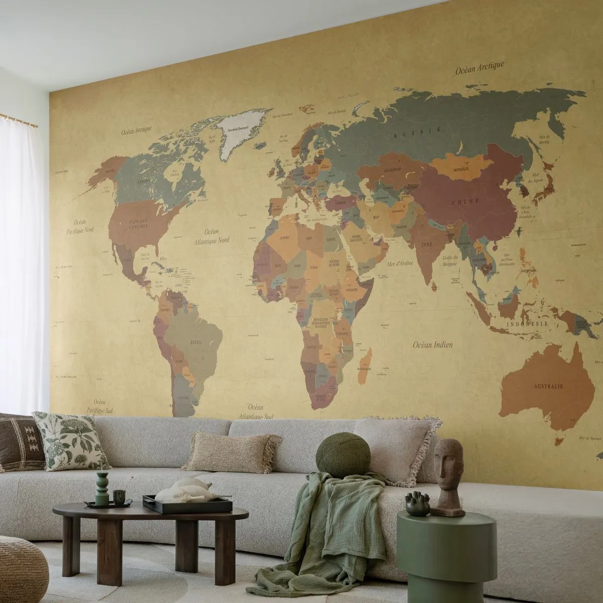 Papier peint sur mesure Premium Sand - Pour vous - le monde entier - Carte du monde, Continents, Voyages