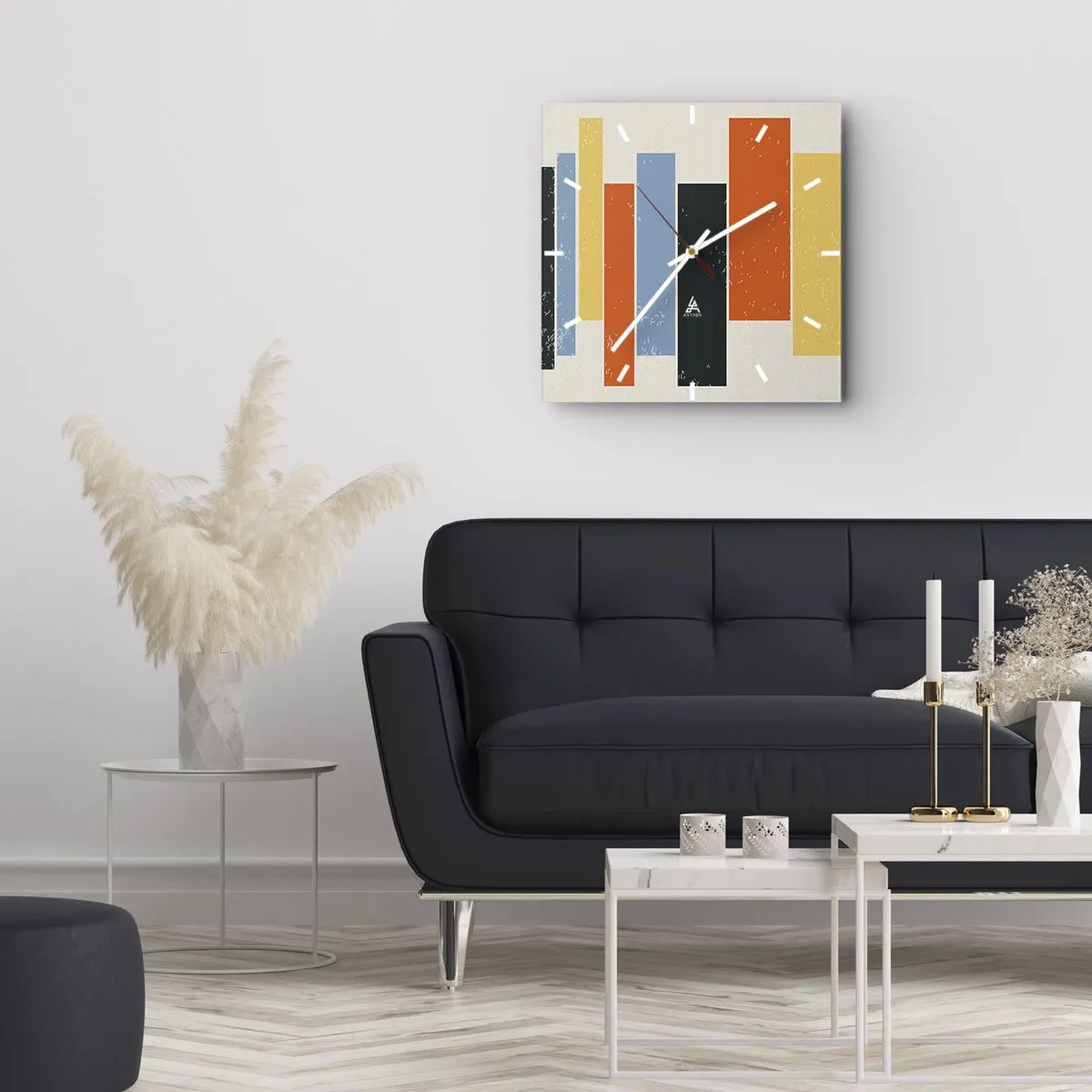 Horloge murale - Pendule murale - Des rectangles colorés dans un arrangement moderne - 30x30cm - Notation musicale - Décoration murale moderne pour le salon et la chambre ARTTOR