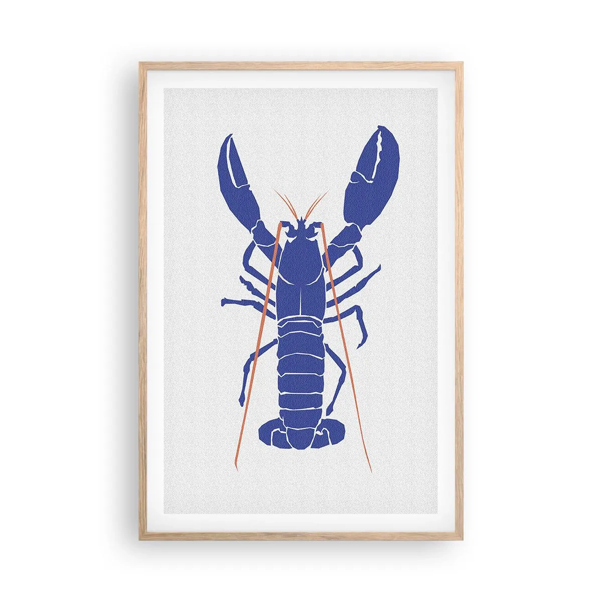 Affiche dans un chêne clair - Poster - Homard exquis en bleu marine - 61x91 cm