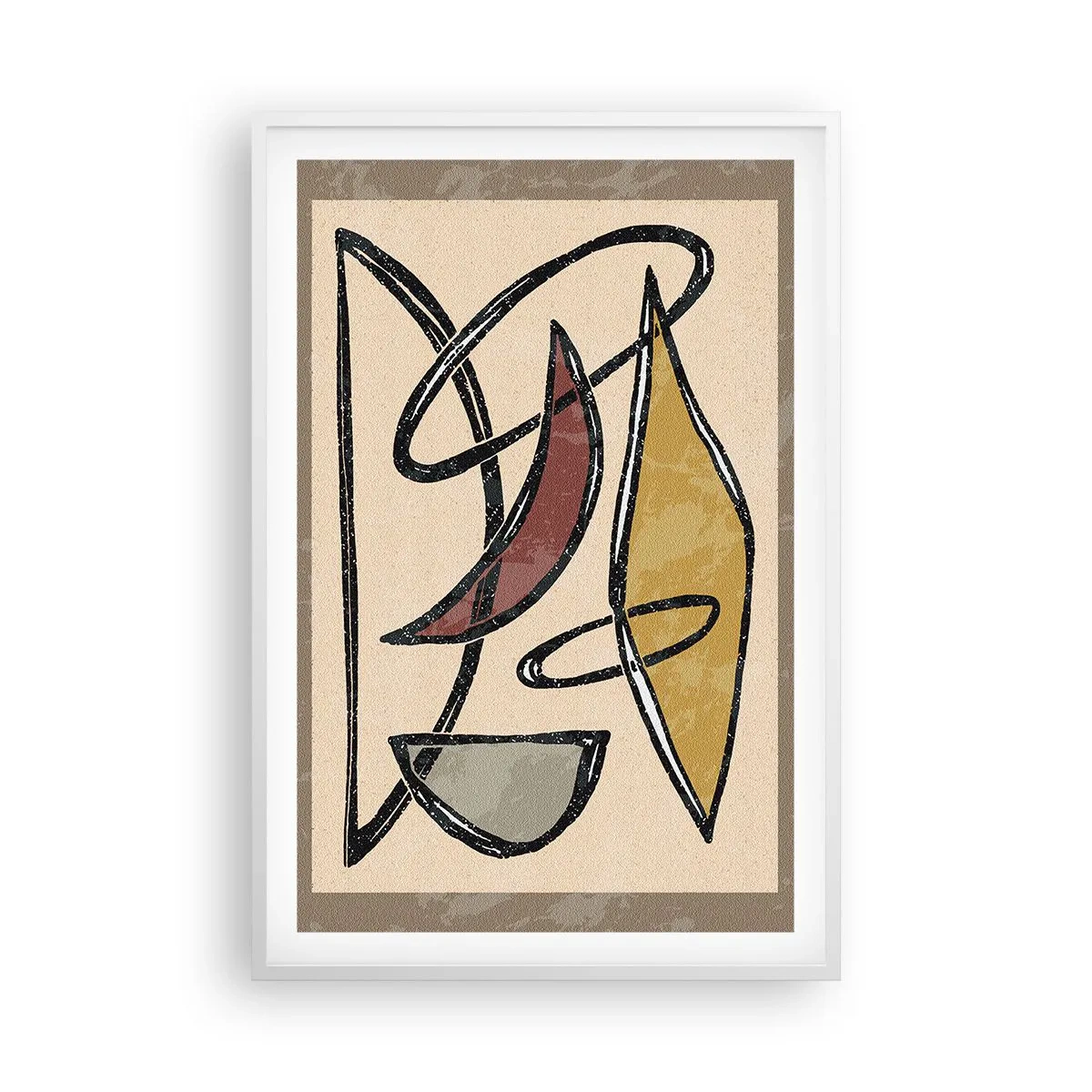 Affiche dans un cadre blanc - Poster - Composition – arcs et ovales - 61x91 cm
