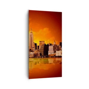 Impression sur toile - Image sur toile - Panorama de grande ville en jaune et bronze - 65x120 cm