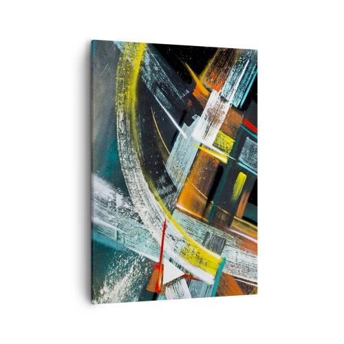 Impression sur toile - Image sur toile - Coups de pinceau abstraits et colorés - 50x70cm - L'énergie du mouvement - Décoration murale moderne pour le salon et la chambre ARTTOR