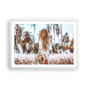 Affiche dans un cadre blanc - Poster - Né de peluches d'herbe - 70x50 cm