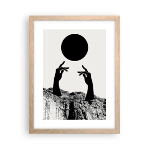 Affiche dans un chêne clair - Poster - Composition surréaliste : le soleil et le reste - 30x40 cm