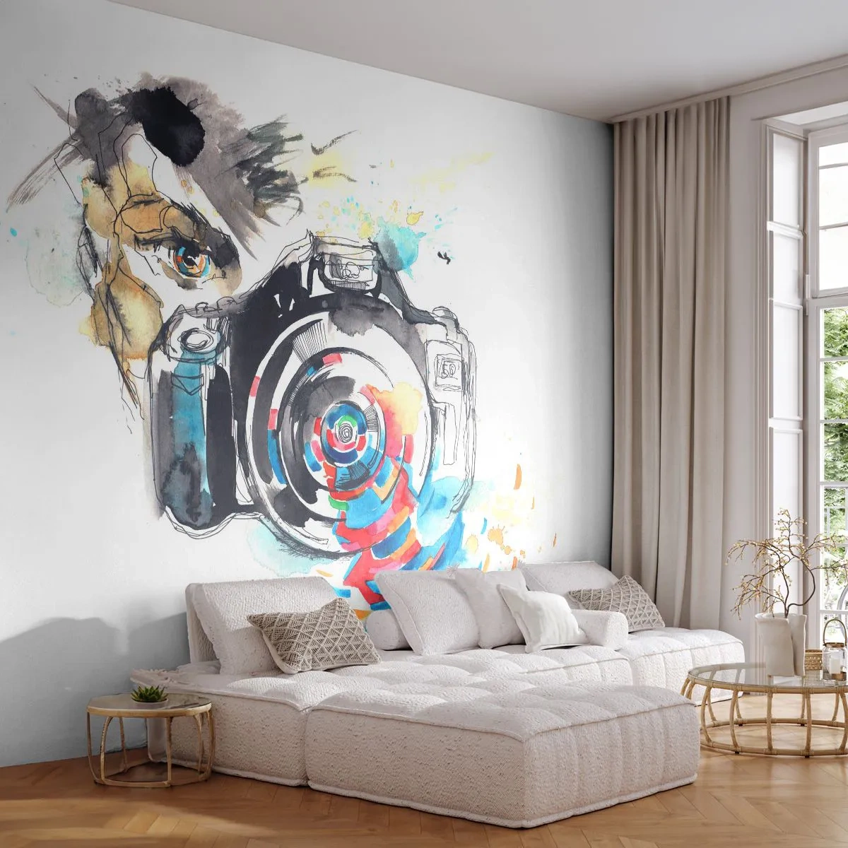 Papier Peint Autocollant Deluxe Sticker - Dans l'oeil de l'objectif - Abstraction, Caméra, Photographe - 500x350 cm