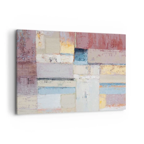 Impression sur toile - Image sur toile - Composition géométrique aux couleurs pastel - 100x70cm - Le calme de la géométrie - Décoration murale moderne pour le salon et la chambre ARTTOR