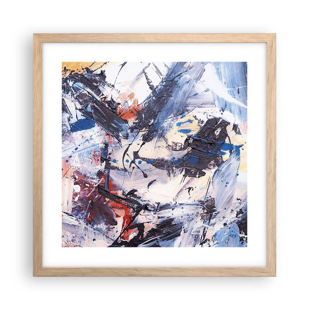 Affiche dans un chêne clair - Poster - La danse folle de l'abstrait - 40x40 cm