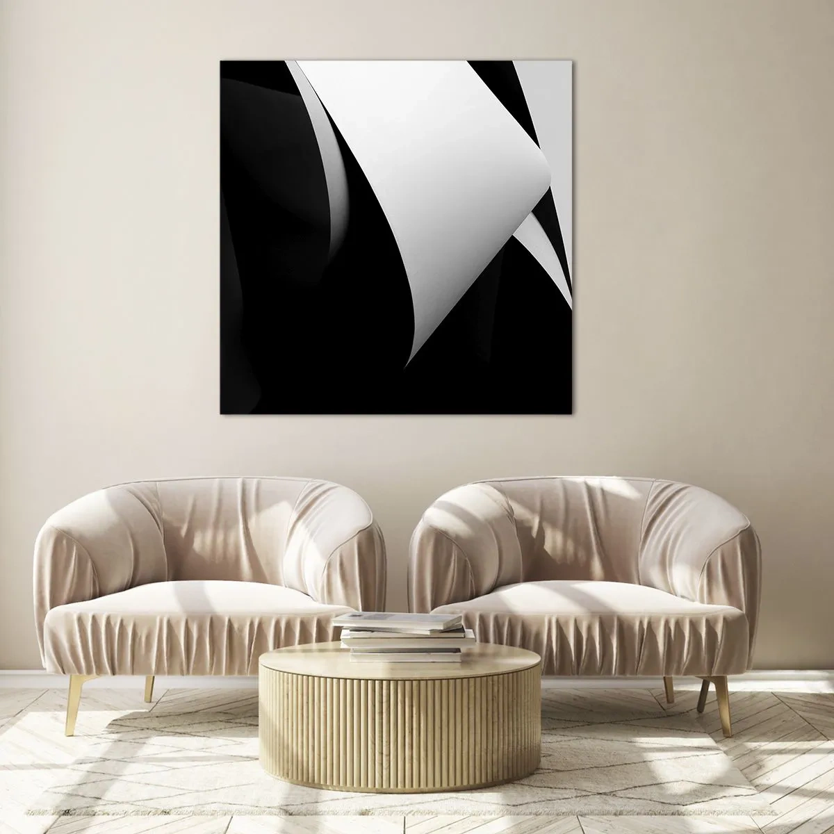 Impression sur verre - Image sur verre - Plans de lumière venus des profondeurs de l'ombre - 40x40 cm