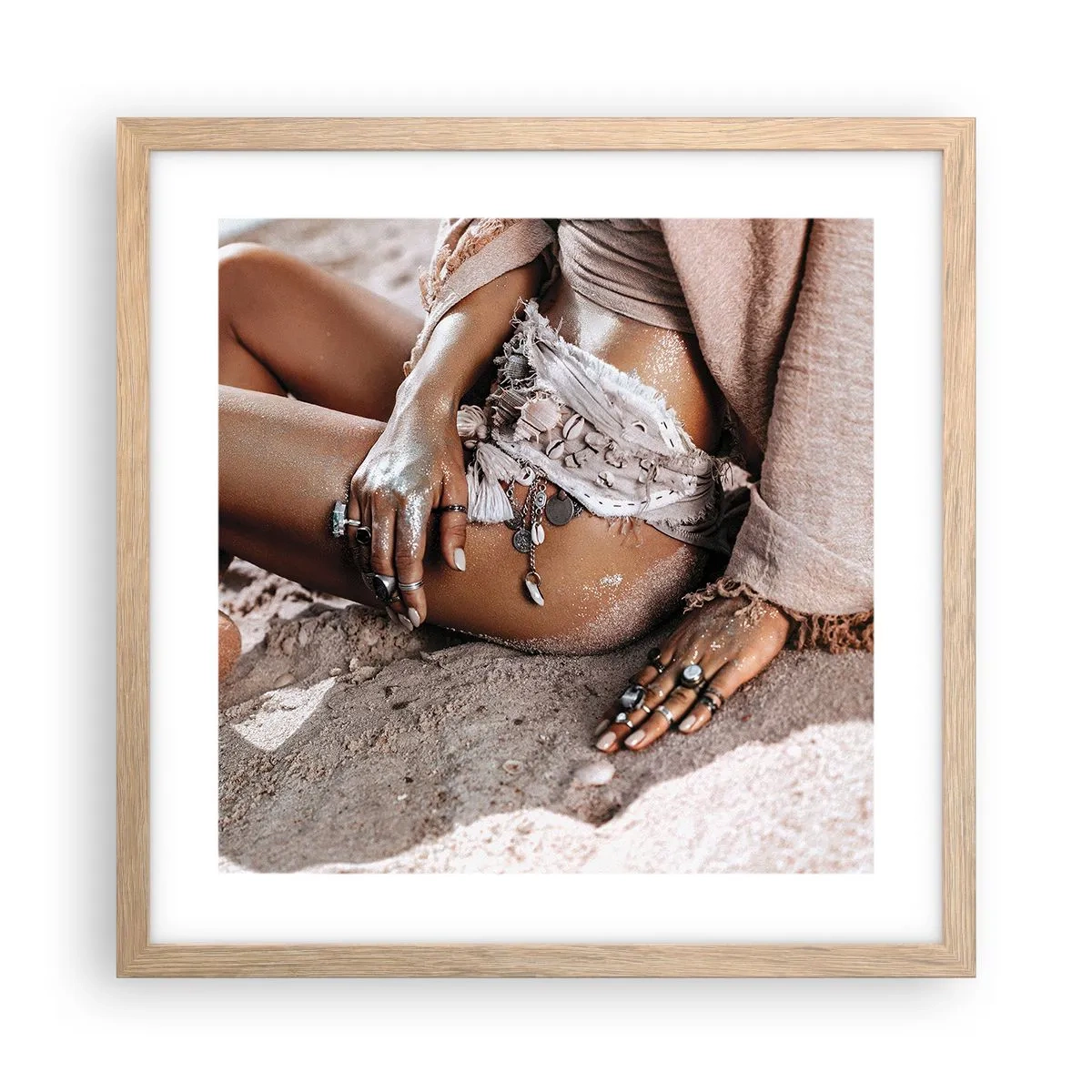 Affiche dans un chêne clair - Poster - Rejeté par la vague? - 40x40 cm