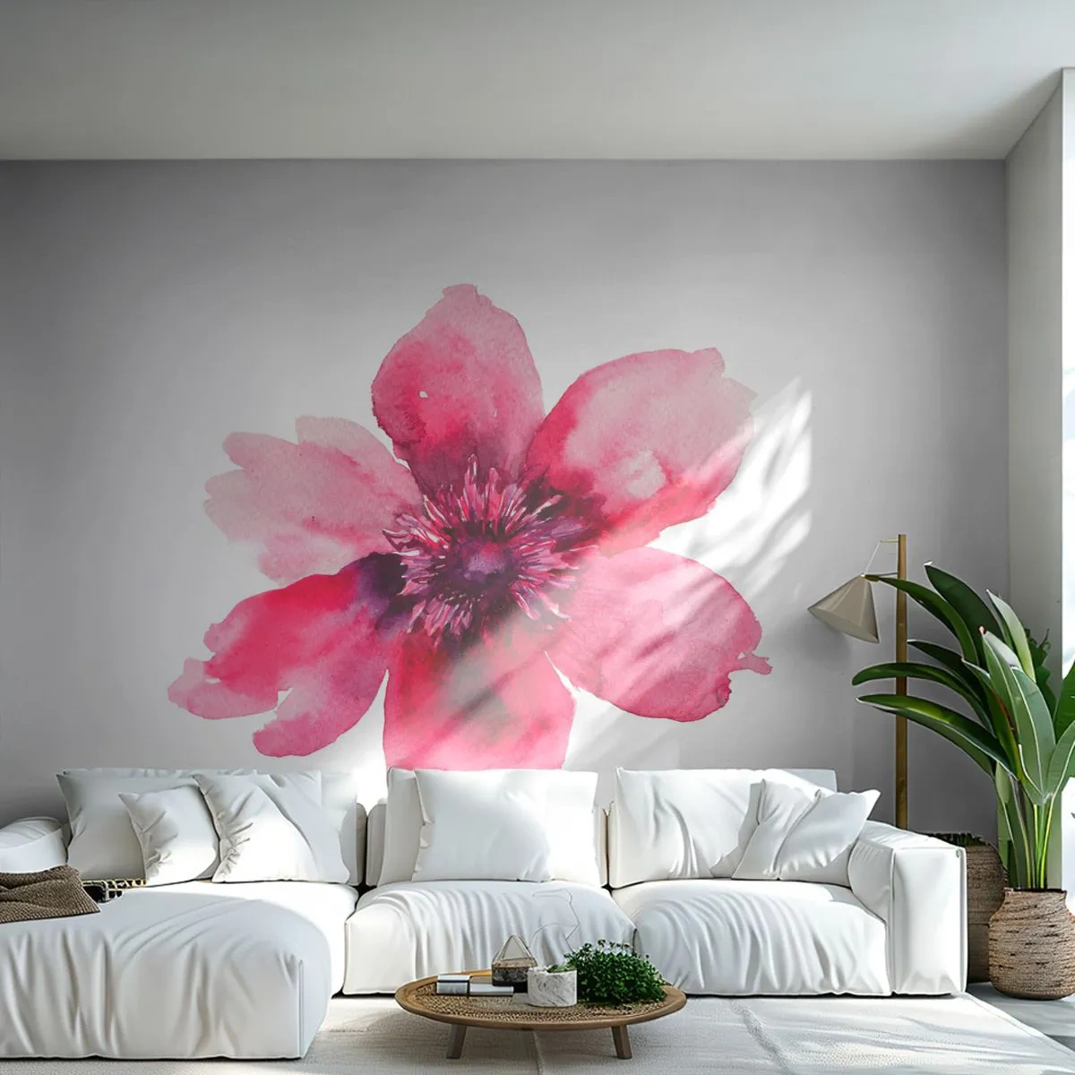 Papier Peint Photo Premium Sand - Un baiser parfumé au carmin - Fleur, Aquarelles, Graphique - 500x350 cm