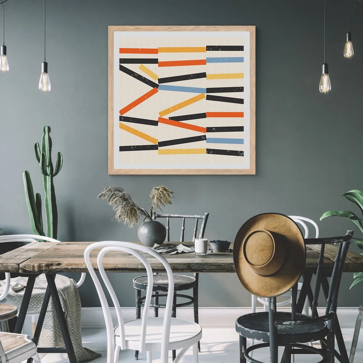 Affiche dans un chêne clair - Poster - Composition de niveaux - 60x60 cm