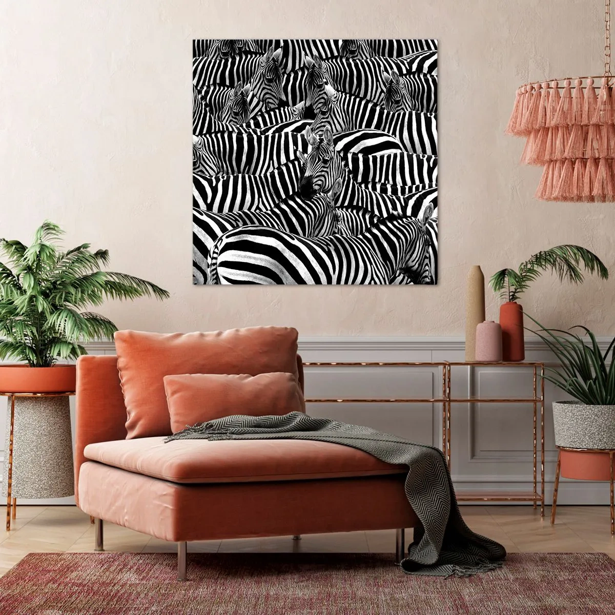 Impression sur toile - Image sur toile - Portrait collectif à rayures - 30x30 cm