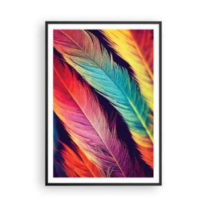 Affiche dans un cadre noir - Poster - Arc-en-ciel de plumes - 70x100 cm