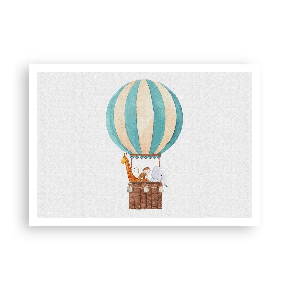 Affiche - Poster - Un ballon avec des animaux mignons aux couleurs pastel - 100x70cm - Voyage fantastique - Décoration murale moderne pour le salon et la chambre ARTTOR