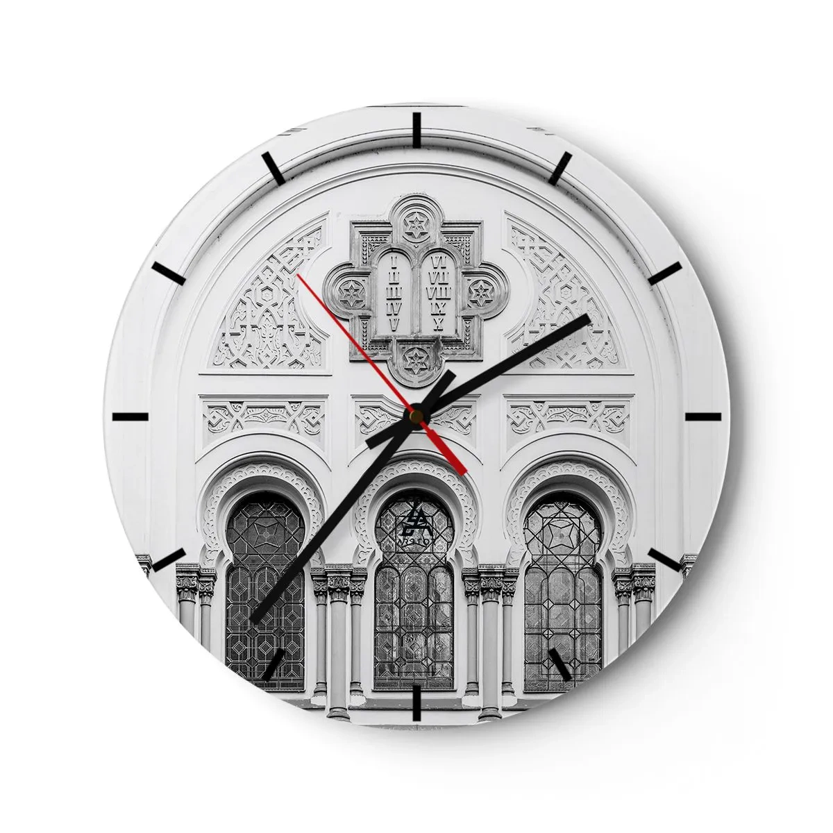 Horloge murale - Pendule murale - Façade richement décorée avec des ornements et des fenêtres de style historique - 30x30cm - À la frontière des cultures - Décoration murale moderne pour le salon, la cuisine et la chambre ARTTOR