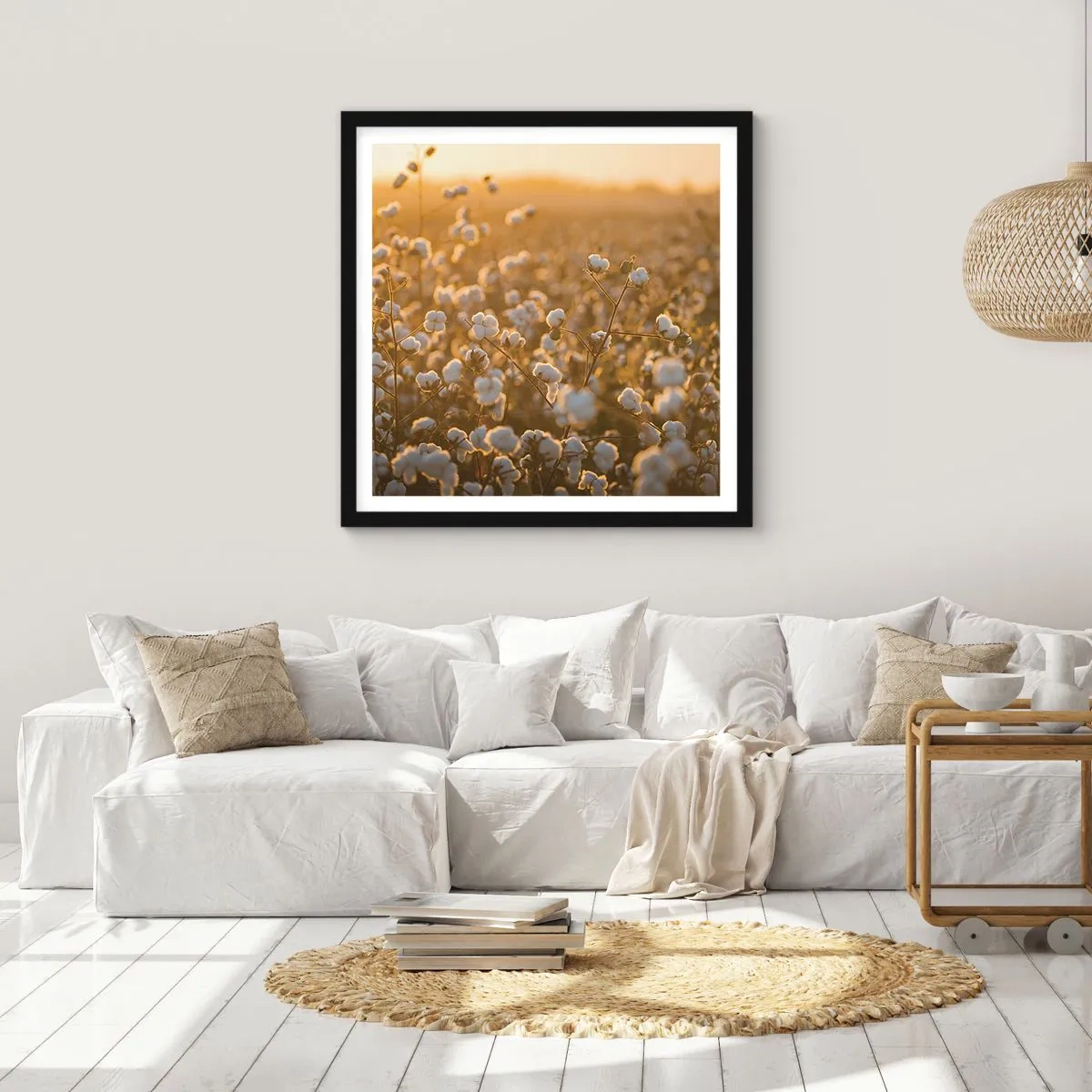 Affiche dans un cadre noir - Poster - Champ moelleux - 60x60 cm