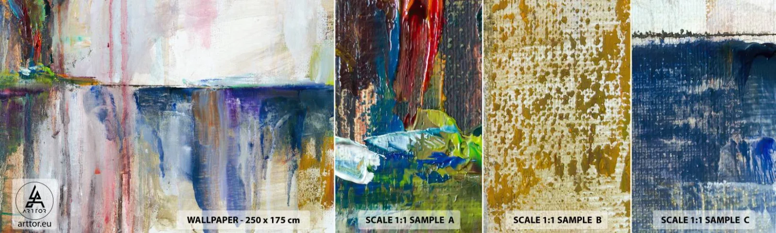 Échantillon De Papier Peint Standard Eco - Impressions et associations colorées - Abstraction, Morceau, Peinture - 100x30 cm