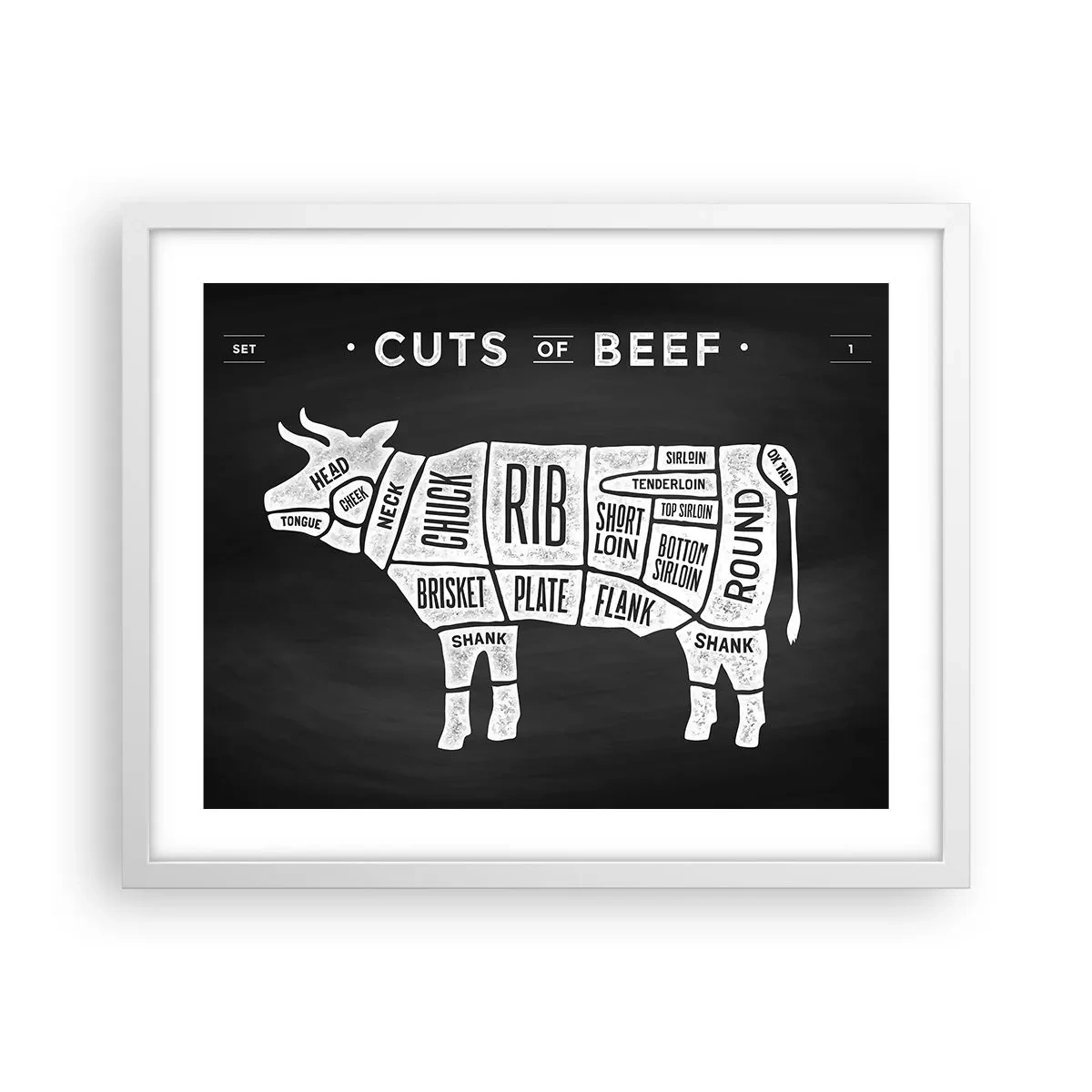 Affiche dans un cadre blanc - Poster - L'art de la découpe - 50x40 cm