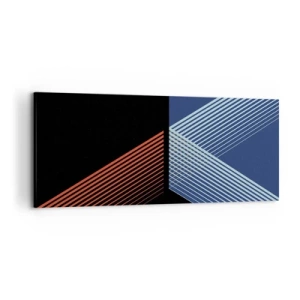 Impression sur toile - Image sur toile - Lignes géométriques dans les tons de rouge et de bleu - 120x50cm - Histoire simple - Décoration murale moderne pour le salon et la chambre ARTTOR