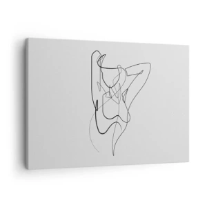 Impression sur toile - Image sur toile - Contour minimaliste d'une silhouette féminine - 70x50cm - Vraiment, tu es comme ça... - Décoration murale moderne pour le salon et la chambre ARTTOR