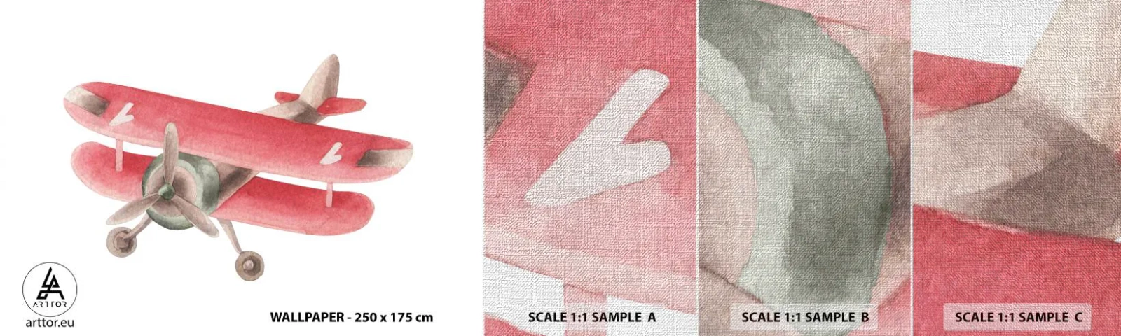 Échantillon de Papier Peint Premium Canvas - Prêt pour les hauts vols - Avion, Enfants, Ancien - 100x30 cm