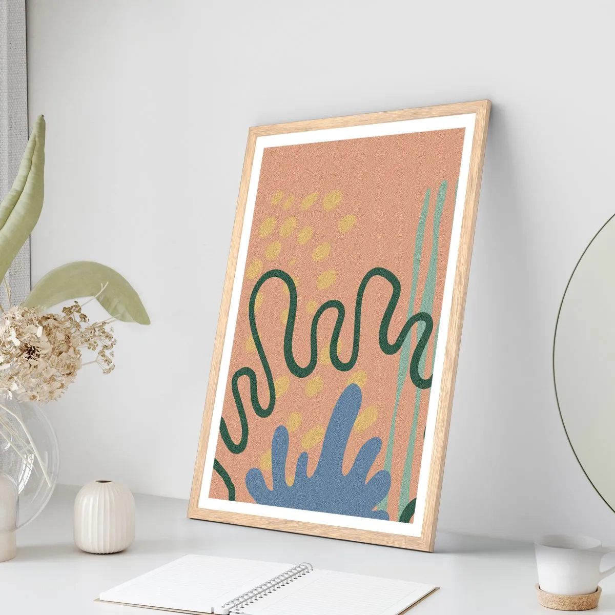 Affiche dans un chêne clair - Poster - Abstraction : diversité de la nature - 50x70 cm