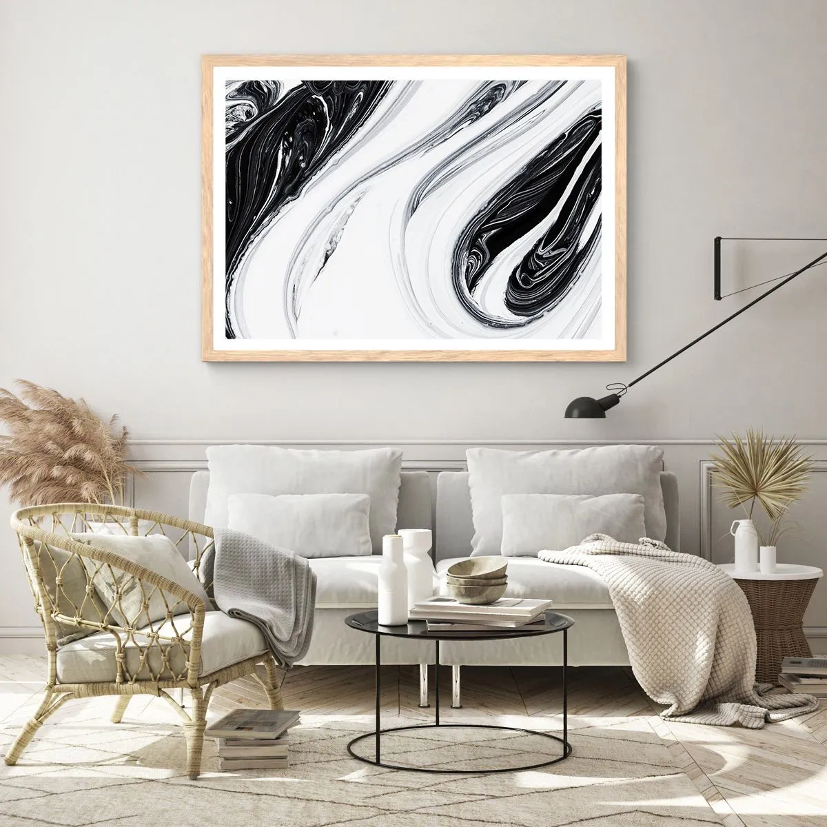 Affiche dans un chêne clair - Poster - Une combinaison d'opposés - 91x61 cm