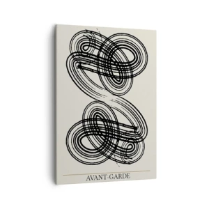 Impression sur toile - Image sur toile - Lignes noires abstraites sur fond clair dans un style avant-gardiste. - 50x70cm - C'est venu spontanément - Décoration murale moderne pour le salon et la chambre ARTTOR