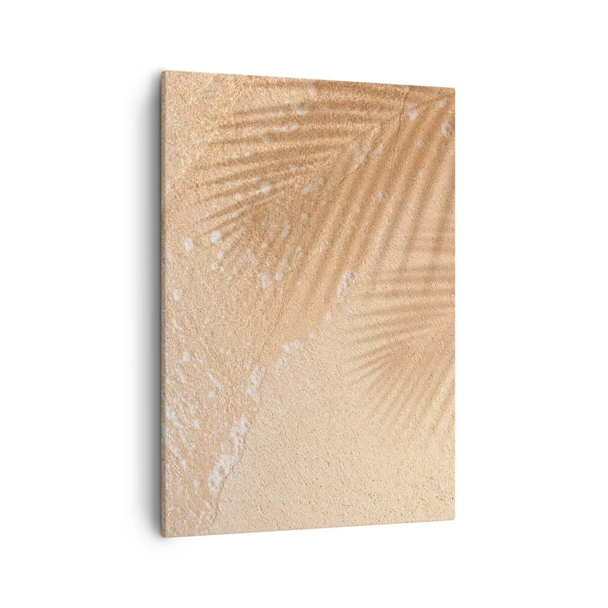 Impression sur toile - Image sur toile - L'ombre d'un palmier sur le sable avec un délicat motif de vagues - 50x70cm - Ombre d'un été chaud - Décoration murale moderne pour le salon et la chambre ARTTOR