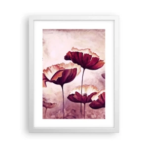Affiche dans un cadre blanc - Poster - Pétale rouge et blanc - 30x40 cm