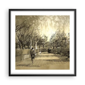 Affiche dans un cadre noir - Poster - Un moment arrêté avec une plume - 50x50 cm