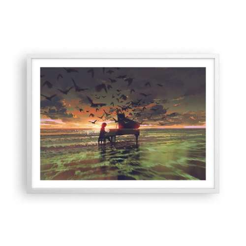 Affiche dans un cadre blanc - Poster - Concert pour piano et vagues - 70x50 cm