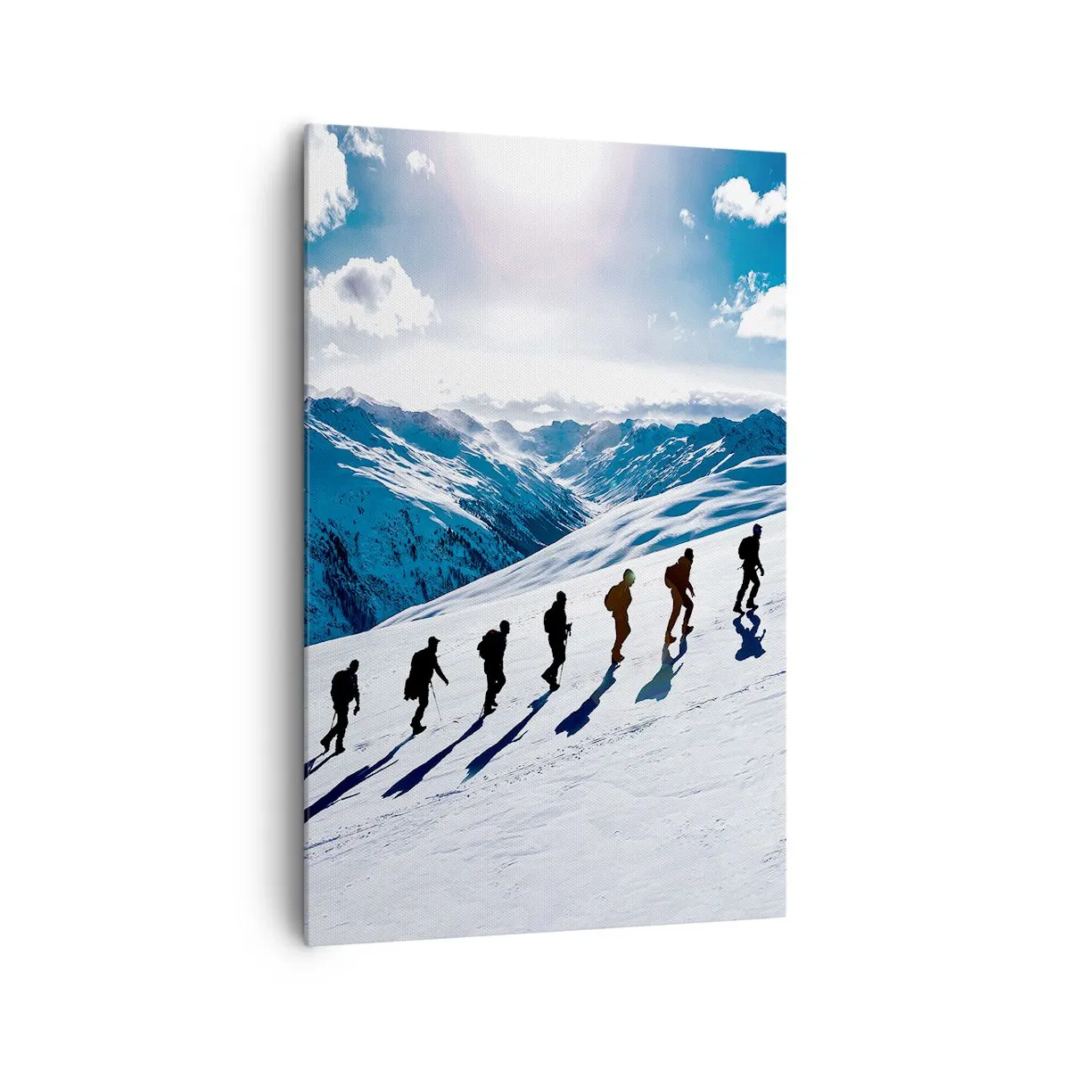 Impression sur toile - Image sur toile - Un groupe d'alpinistes gravissant une pente enneigée - 80x120cm - L'équipe des conquérants - Décoration murale moderne pour le salon et la chambre ARTTOR