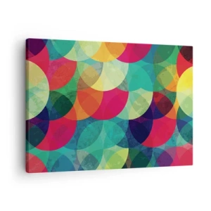 Impression sur toile - Image sur toile - Motifs géométriques colorés composés de cercles et de demi-cercles - 70x50cm - Ascension - Décoration murale moderne pour le salon et la chambre ARTTOR