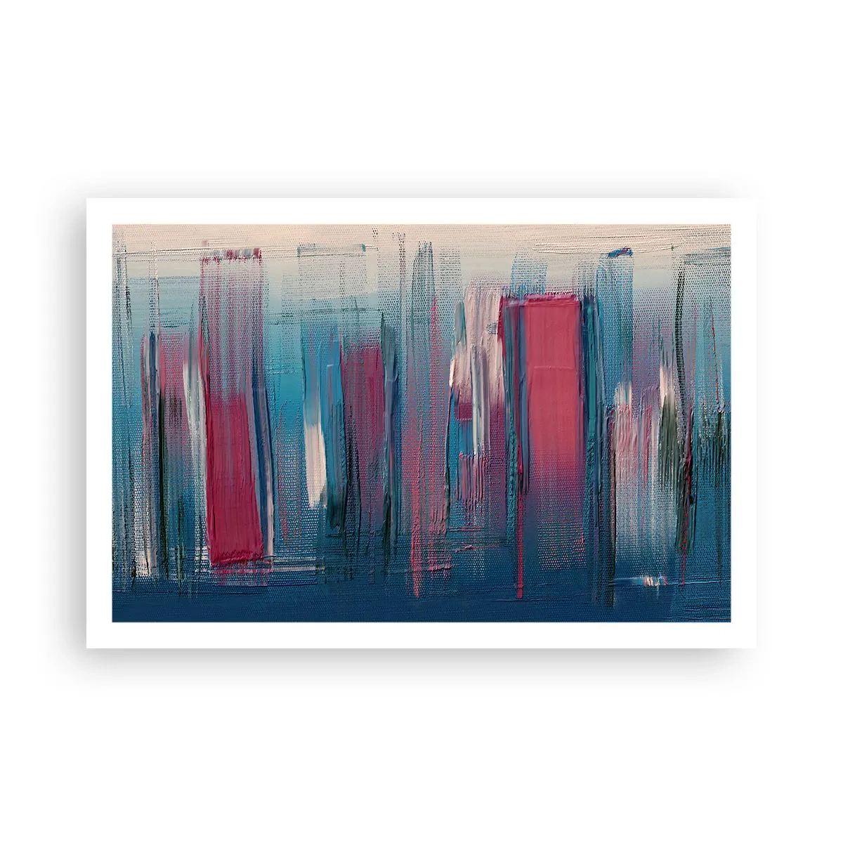 Affiche - Poster - Composition verticale en bleu et rouge - 91x61 cm